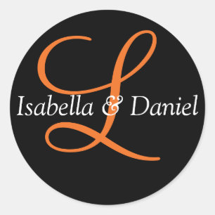 Adesivo Redondo Monograma Vinheta Monograma de Casamento de Selo