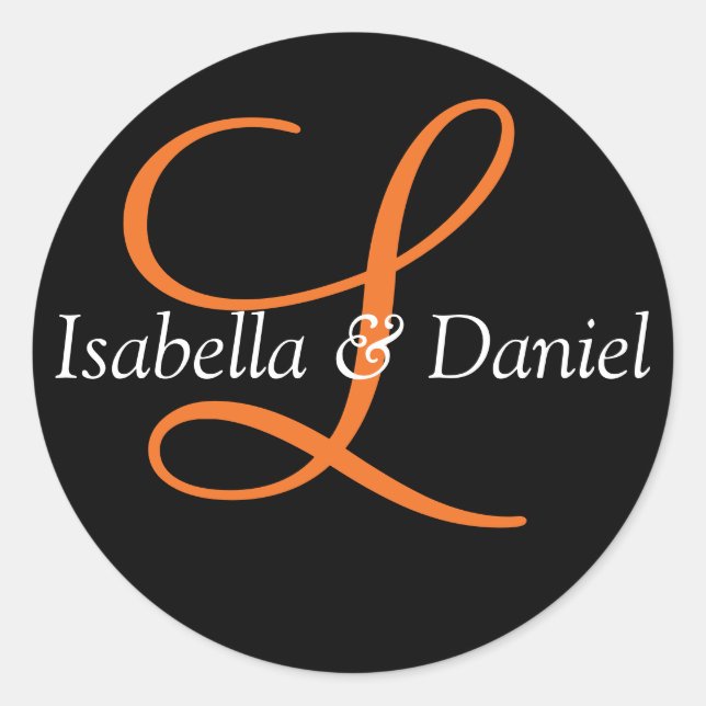 Adesivo Redondo Monograma Vinheta Monograma de Casamento de Selo (Frente)