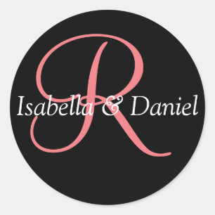 Adesivo Redondo Monograma Vinheta Monograma de Casamento de Selo