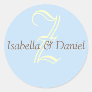 Adesivo Redondo Monograma Vinheta Monograma de Casamento de Selo