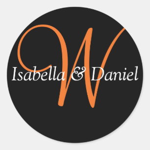 Adesivo Redondo Monograma Vinheta Monograma de Casamento de Selo