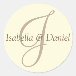 Adesivo Redondo Monograma Vinheta Monograma de Casamento de Selo