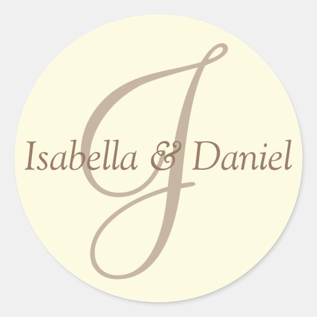 Adesivo Redondo Monograma Vinheta Monograma de Casamento de Selo (Frente)