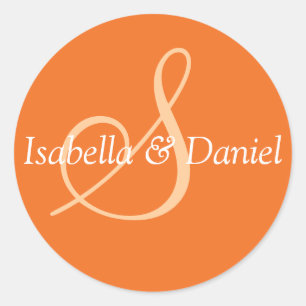 Adesivo Redondo Monograma Vinheta Monograma de Casamento de Selo