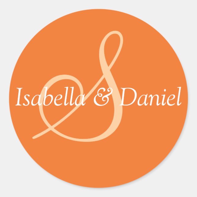 Adesivo Redondo Monograma Vinheta Monograma de Casamento de Selo (Frente)