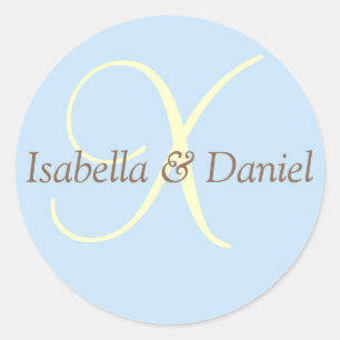 Adesivo Redondo Monograma Vinheta Monograma de Casamento de Selo