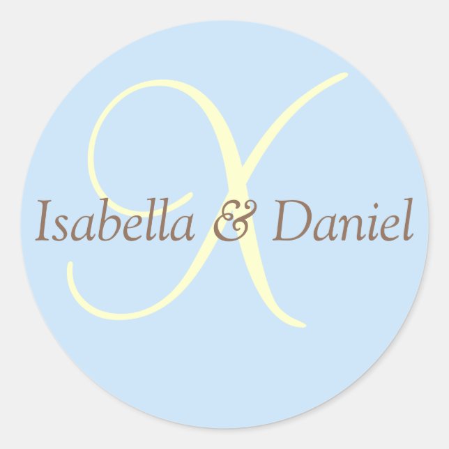 Adesivo Redondo Monograma Vinheta Monograma de Casamento de Selo (Frente)