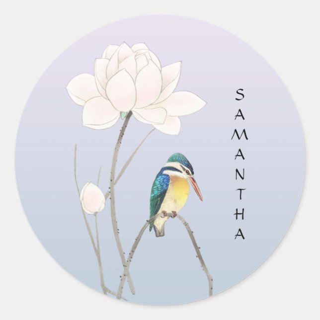 Adesivo Redondo Monograma - Vintage Kingfisher Sticker (Frente)