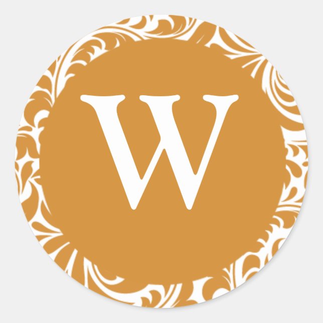 Adesivo Redondo Monograma W Lateral: Vinhetas de selos brancos (Frente)