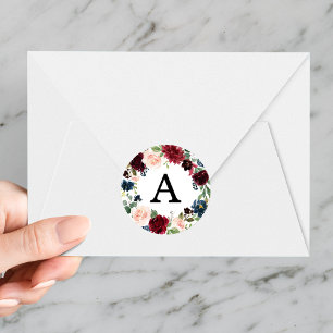 Adesivo Redondo Monograma Wedding floral Enchanted