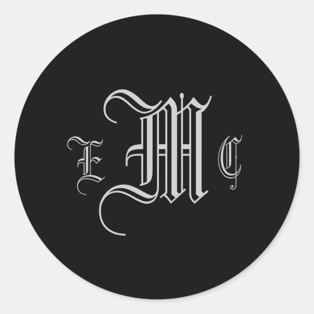 Adesivo Redondo Monograma Wedding Três Iniciais BrideGroom Sticker (Frente)