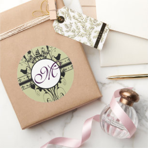 Adesivo Redondo Monograma Wedding Vintage Borders