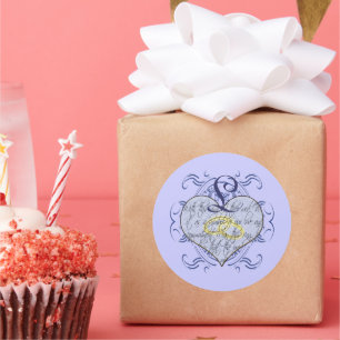 Adesivo Redondo Monograma Wedding Vow Heart