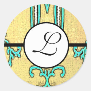 Adesivo Redondo Monograma Wede Brite Aqua Blue Borders