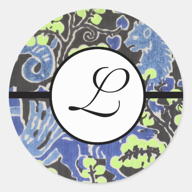 Adesivo Redondo Monograma Weding Brite Blue Borders (Frente)