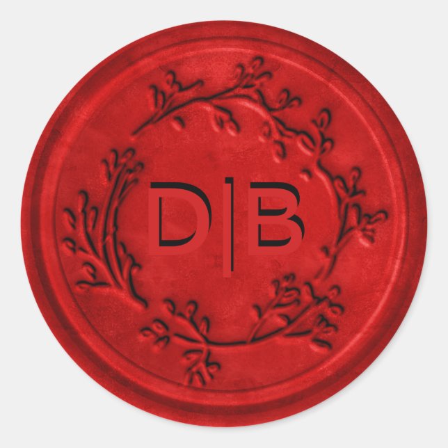 Adesivo Redondo Monograma Wreath Wedx Seal (Frente)