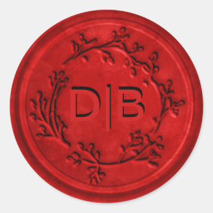 Adesivo Redondo Monograma Wreath Wedx Seal