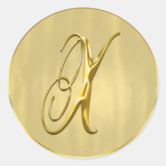 Adesivo Redondo Monograma X Selo Dourado