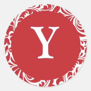 Adesivo Redondo Monograma Y Red White Casamento Monogramas Invi