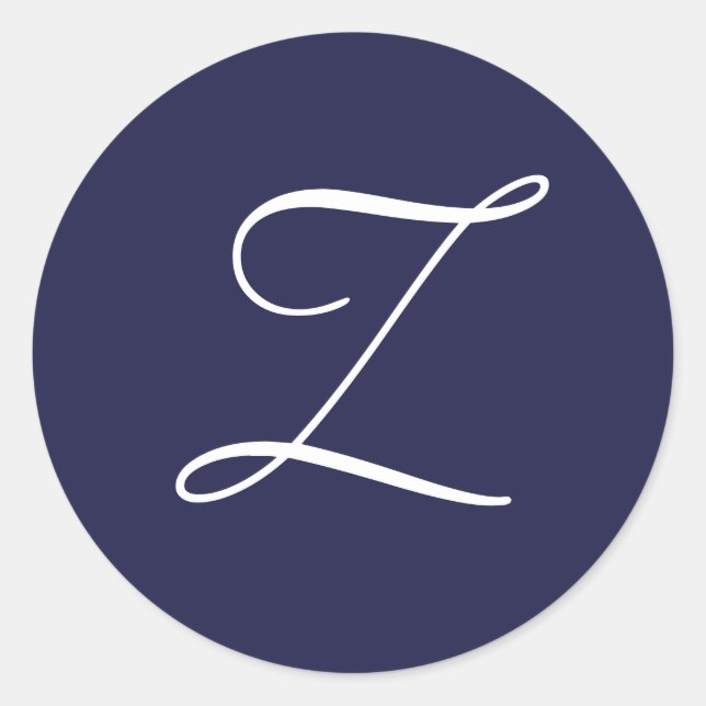 Adesivo Redondo Monograma Z, branco em azul Marinho, (Frente)