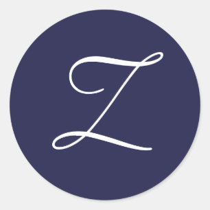 Adesivo Redondo Monograma Z, branco em azul Marinho,