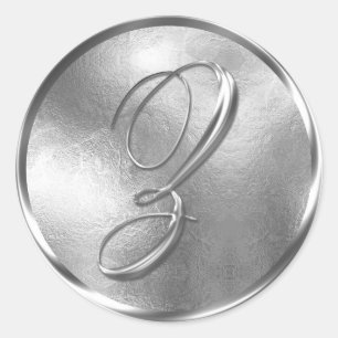 Adesivo Redondo Monograma Z Selo de Envelope Silver NONMETÁLICO