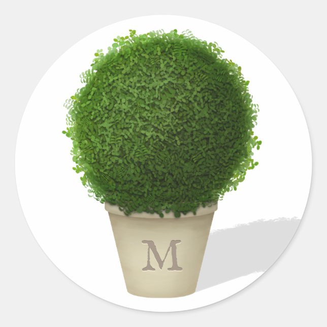 Adesivo Redondo Monogramas Boxwood Topiary Personal Seal (Frente)