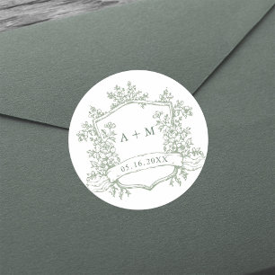 Adesivo Redondo Monogramas Clássicos de repouso verde de sábado cl