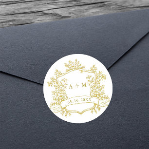 Adesivo Redondo Monogramas Clássicos Dourados de Pancos Florais