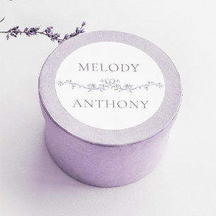 Adesivo Redondo Monogramas de Fronteira Floral Lavanda Elegante