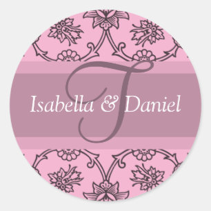 Adesivo Redondo Monogramas Envelope Seals - Letra T