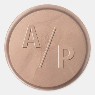 Adesivo Redondo Monogramas Iniciais de Chocolate Castanho Vinheta