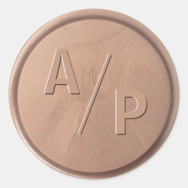 Adesivo Redondo Monogramas Iniciais de Chocolate Castanho Vinheta (Frente)