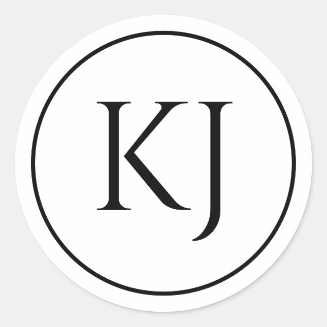 Adesivo Redondo Monogramas Nome do Casal Black White Letras Inicia (Frente)