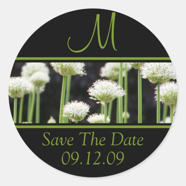 Adesivo Redondo Monogramas Para Casamentos Salvem Vinhetas De Data (Frente)