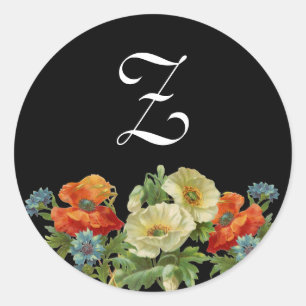Adesivo Redondo Monogramas Poppies e Cornflower Stickers