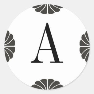 Adesivo Redondo Monogramas - Preto e Branco - Letra A