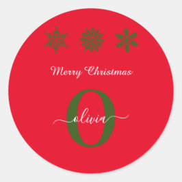 Adesivo Redondo Monogramas Roteiro Feliz Natal Vermelho Branco Ver
