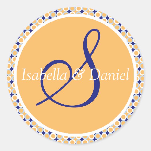 Adesivo Redondo Monogramas S Vinhetas De Casamento (Frente)