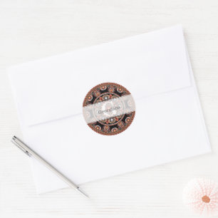 Adesivo Redondo Monogramas Safari Sunset Bohemian Dot Mandala