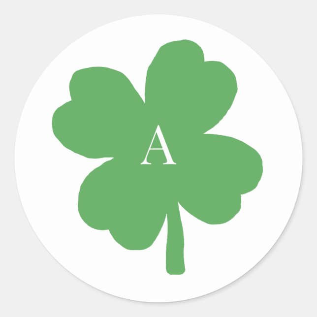 Adesivo Redondo Monogramas Shamrock Irish Green Painting Stickers (Frente)