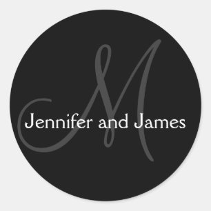 Adesivo Redondo Monogramas Stickers para Casamentos Pretos