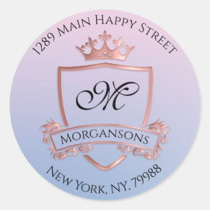 Adesivo Redondo Monogramo Endereço de devolução Enfumaçado rea