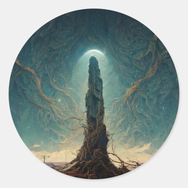Adesivo Redondo Monolith 2 Fantasy Sci-Fi Art (Frente)