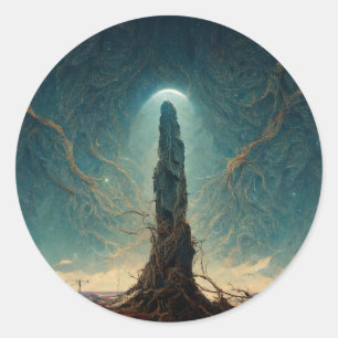 Adesivo Redondo Monolith 2 Fantasy Sci-Fi Art