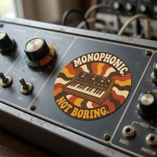 Adesivo Redondo Monophonic, Not Boring – Lustiger Synth Nerd