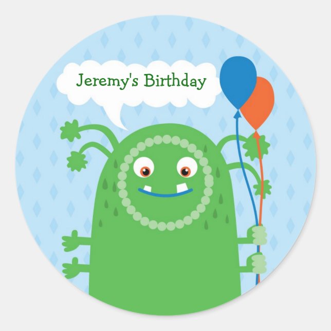 Adesivo Redondo Monster Bash Favor Seal Sticker (Frente)