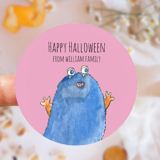 Adesivo Redondo Monster Candy Happy Halloween (Monster Candy Happy Halloween Classic Round Sticker)