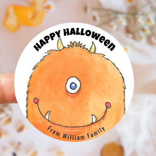 Adesivo Redondo Monster Candy Happy Halloween