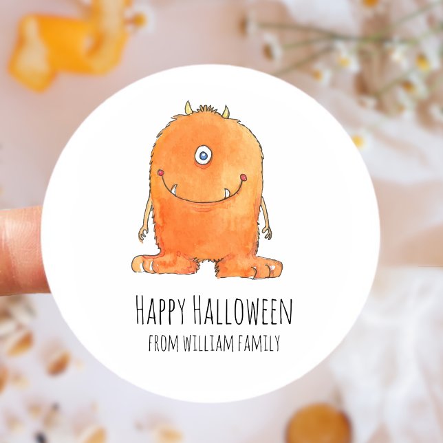 Adesivo Redondo Monster Candy Happy Halloween (Monster Candy Happy Halloween Classic Round Sticker)